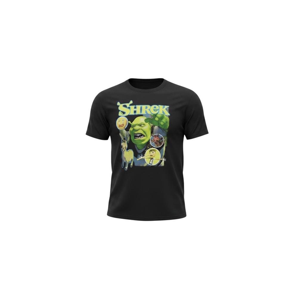 Hot Topic Shrek T-Shirt Mens L Black Swamps Finest Collage Graphic Tee